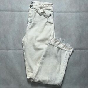 Just Black Denim white distressed raw hem straight leg denim pants size 27